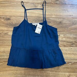 Wayf Navy Pleated Camisole Top